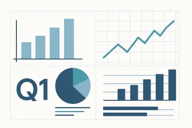 Quarterly financial graphs illustrating key data points from a 10-Q report